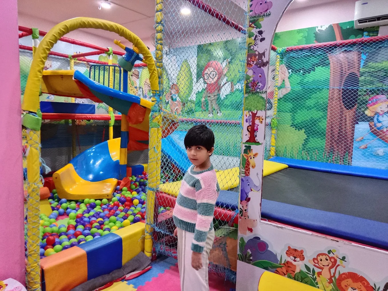 Indoor slide and ball pit play arena